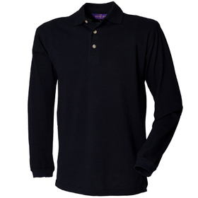 Henbury Long Sleeve Classic Cotton Pique Polo Shirt
